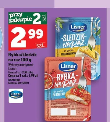 Rybka na raz w sosie po grecku Lisner 100g promocja w TOPAZ