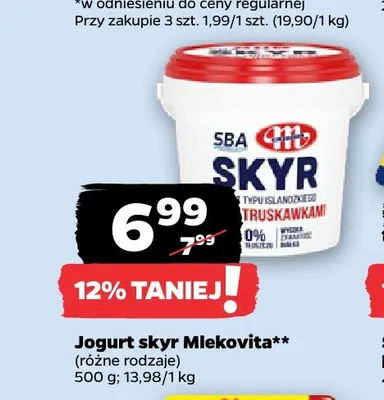 Jogurt skyr Mlekovita truskawkowy promocja w Netto