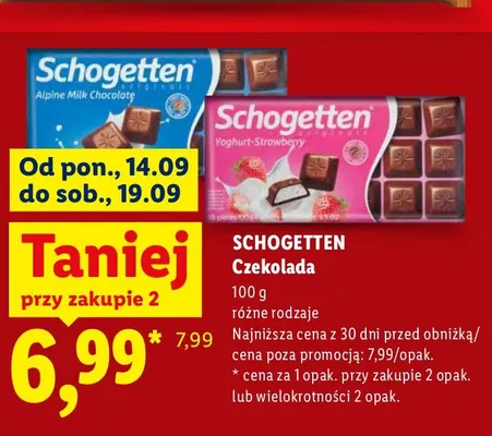 Czekolada Schogetten promocja w Lidl
