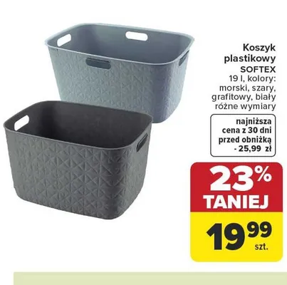 Koszyk plastikowy SOFTEX 19l promocja w Carrefour
