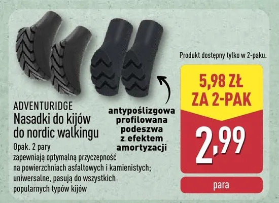 Nasadki do kijów do nordic walkingu promocja w Aldi