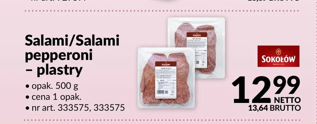 Salami plastry Sokołów promocja w Makro
