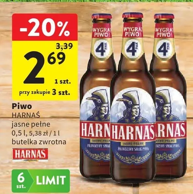 Piwo Harnaś jasne pełne promocja w Intermarche