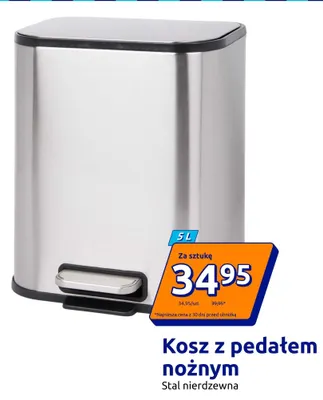 Kosz z pedałem nożnym stal nierdzewna 5 l promocja w Action