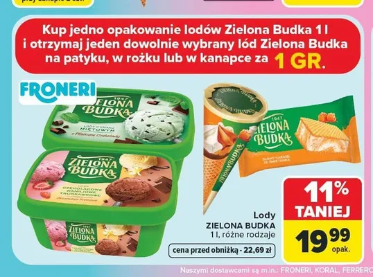 Lody Zielona Budka słony karmel ze śmietanką promocja w Carrefour