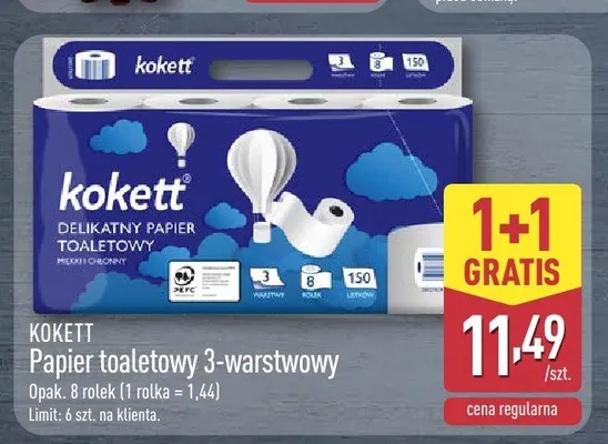 Papier toaletowy 3-warstwowy KOKETT promocja w Aldi