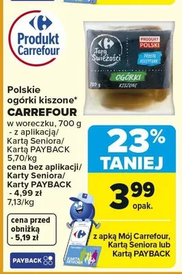 Ogórki kiszone promocja w Carrefour Market