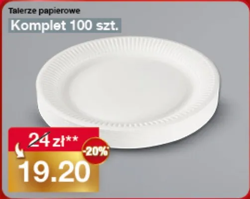 Talerze papierowe komplet 100szt promocja w Woolworth
