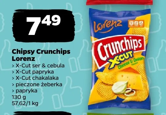 Chipsy Crunchips Lorenz X-Cut ser i cebula promocja w Netto