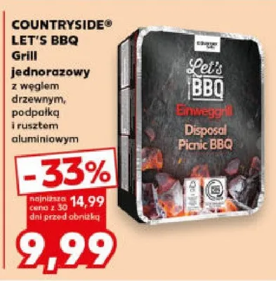 Grill jednorazowy Let's BBQ z węglem drzewnym promocja w Kaufland