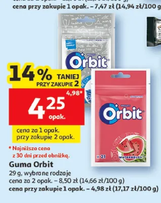 Guma do żucia Orbit Spearmint promocja w Auchan