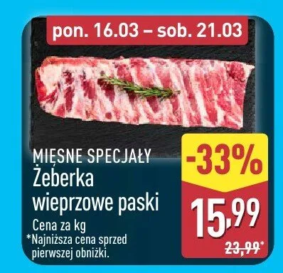 Żeberka wieprzowe paski mięsne specjały Aldi promocja w Aldi