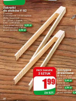 Szczypce drewniane promocja w Dino