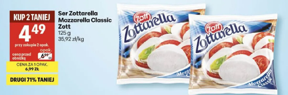 Ser Zottarella Mozzarella Classic promocja w Delikatesy Centrum