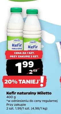 Kefir naturalny Miletto promocja w Netto