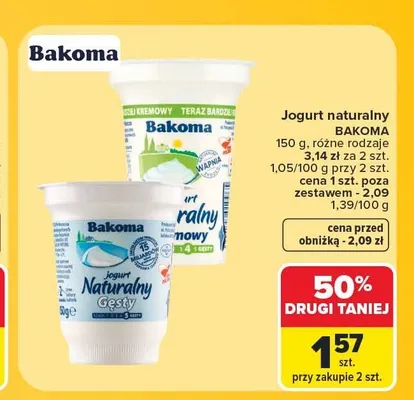 Jogurt naturalny Bakoma promocja w Carrefour Market