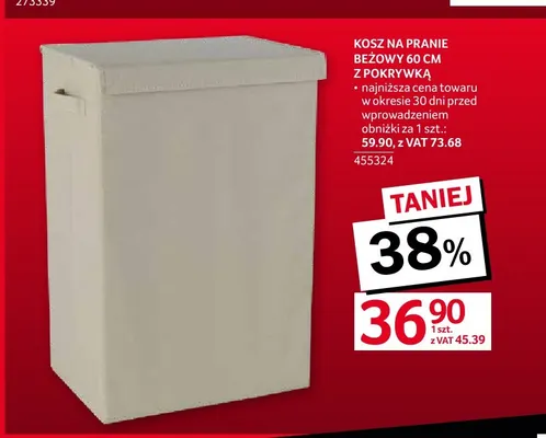 Kosz na pranie beżowy 60 cm z pokrywką promocja w Selgros