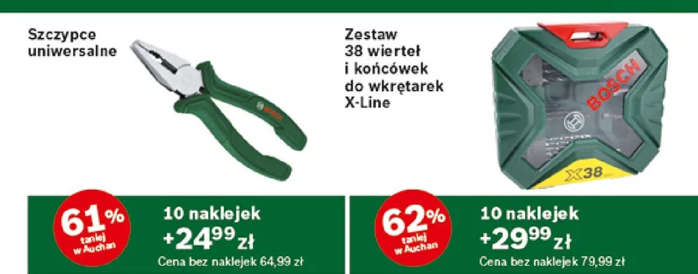 Zestaw 38 wierteł i końcówek do wkrętarek X-Line promocja w Auchan