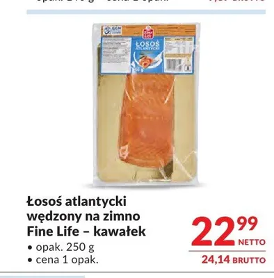 Łosoś atlantycki wędzony na zimno Fine Life kawałek promocja w Makro