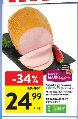 Szynka gotowana Prosto z Wędliniarni promocja w Intermarche