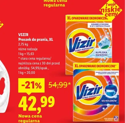 Proszek do prania Vizir XL promocja w Lidl