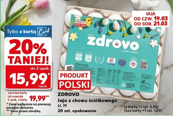 Jaja z chowu ściółkowego kl. M 20 szt. promocja w Kaufland