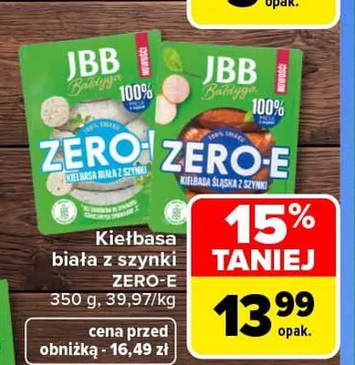 Kiełbasa biała z szynki Zero-E promocja w Carrefour Market