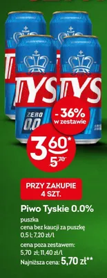 Piwo Tyskie 0.0% promocja w Żabka