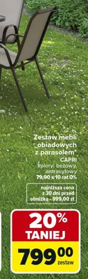 Zestaw mebli obiadowych z parasolem Capri promocja w Carrefour