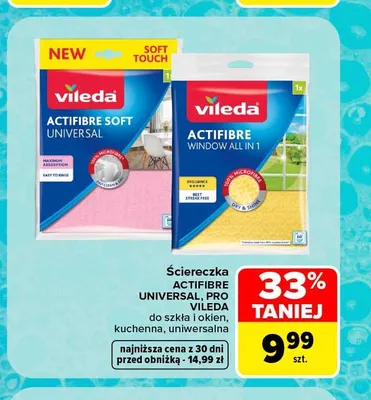 Ściereczka do szkła i okien Vileda Actifibre Window promocja w Carrefour Market