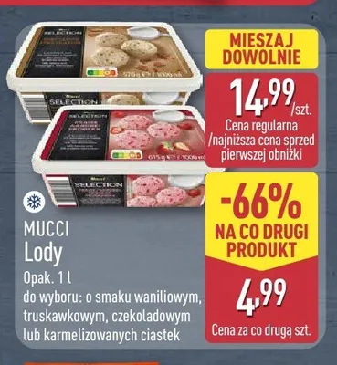 Lody MUCCI o smaku czekoladowym promocja w Aldi