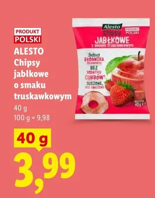 Chipsy jabłkowe o smaku truskawkowym Alesto promocja w Lidl