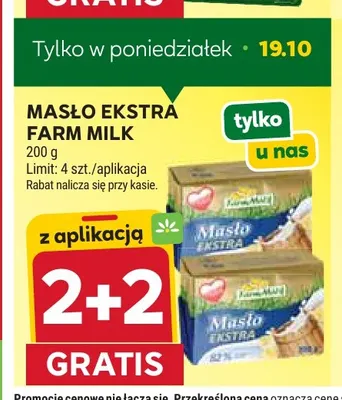 Masło ekstra Farm Milk promocja w Stokrotka