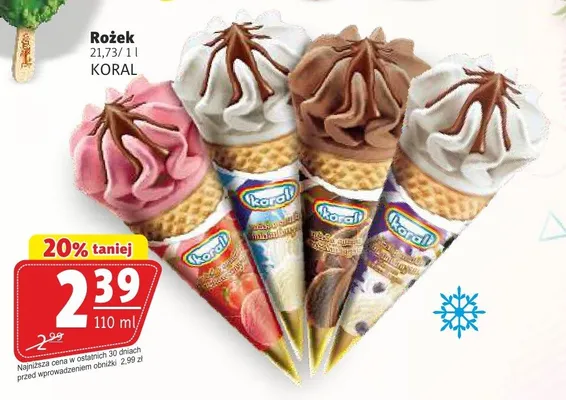 Lody Koral Rożek toffi promocja w Prim Market