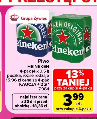Piwo Heineken 4-pak promocja w Carrefour