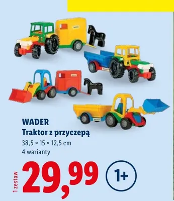 Traktor z przyczepą Wader 38,5x15x12,5cm 4 warianty promocja w Lidl