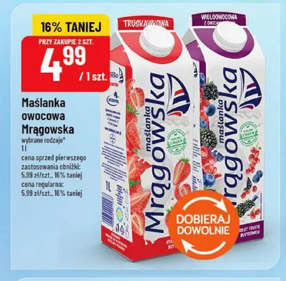 Maślanka owocowa Mrągowska truskawkowa promocja w POLOmarket