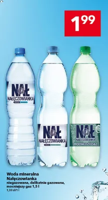 Woda mineralna niegazowana, delikatnie gazowana, mocniejszy gaz promocja w LEWIATAN