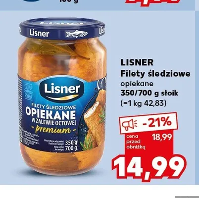 Filety śledziowe opiekane w zalewie octowej premium Lisner promocja w Kaufland