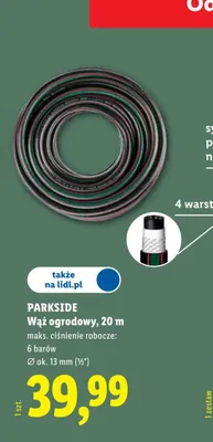 Wąż ogrodowy Parkside 20m promocja w Lidl