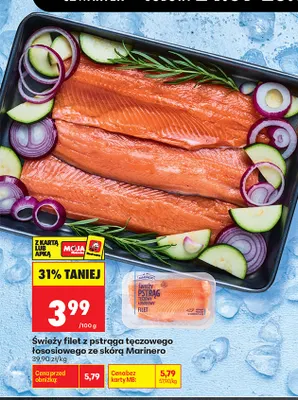 Świeży filet z pstrąga tęczowego łososiowego ze skórą Marinero promocja w Biedronka