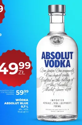Wódka Absolut Blue promocja w Duży Ben