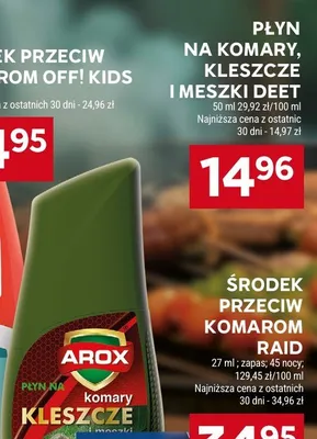 Płyn na komary, kleszcze i meszki DEET Arox promocja w Stokrotka