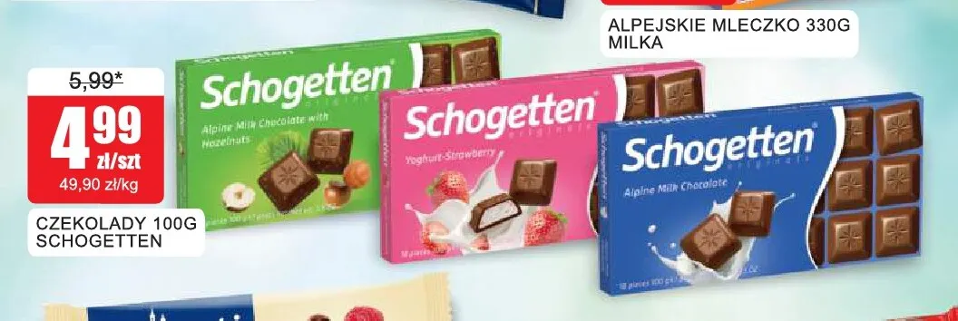 Czekolada Schogetten Alpine Milk Chocolate with Hazelnuts promocja w Bingo