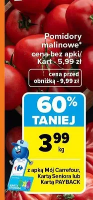 Pomidory malinowe promocja w Carrefour