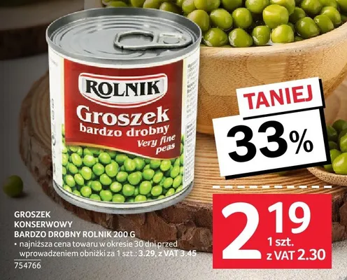 Groszek konserwowy bardzo drobny Rolnik 400g promocja w Selgros