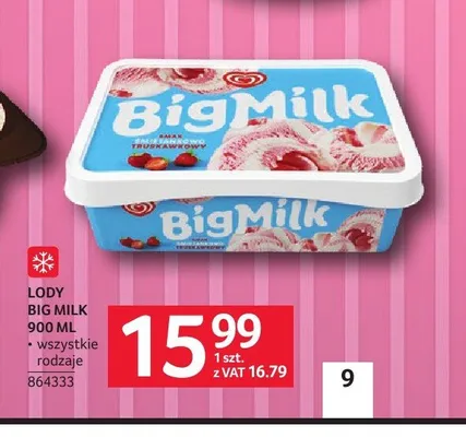 Lody Big Milk promocja w Selgros