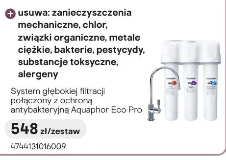 System głębokiej filtracji połączony z ochroną antybakteryjną Aquaphor Eco Pro promocja w Castorama