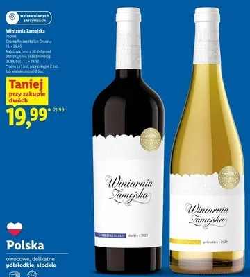 Wino owocowe półsłodkie Winiarnia Zamojska Gruszka promocja w Lidl