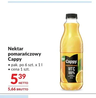 Nektar pomarańczowy Cappy promocja w Makro
